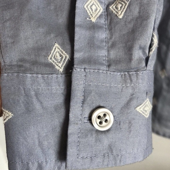 Ann Taylor Loft NWT The Softened Thin Lightweight Blue Diamond Pattern Blouse S - Picture 6 of 11